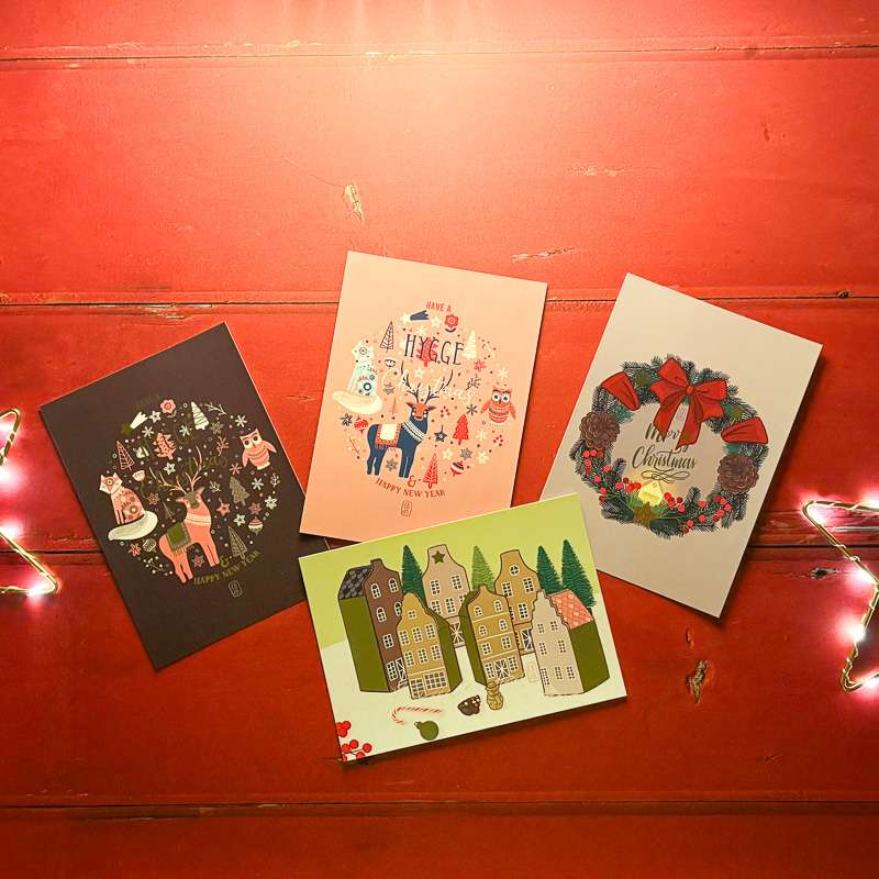 Carterie de voeux, lot de cartes Hygge, réalisation Ceci Rjass 2024