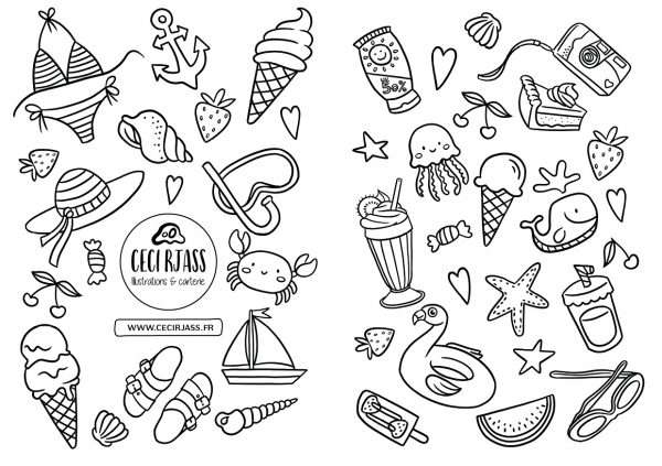Ma première carte à colorier ! Aux motif de bord de mer !