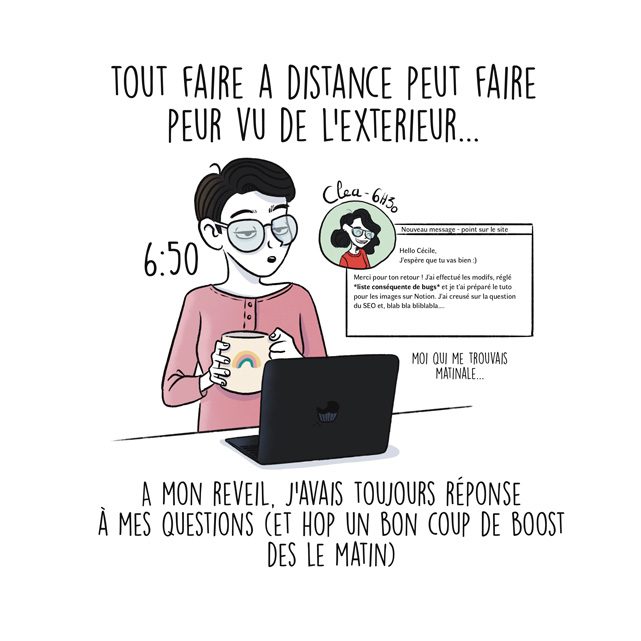 Illustrations retraçant la collaboration pour la refonte de mon site web.