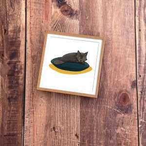 Illustration encadrée d’un chat réalisée sur mesure pour Maris
