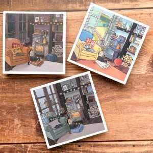 Trois versions d'une même illustration, déclinées selon la saison