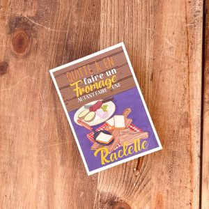 Illustration humoristique d’un poêlon de fromage fondu, assiette de charcuterie et pile de fromages, ambiance gourmande et festive.