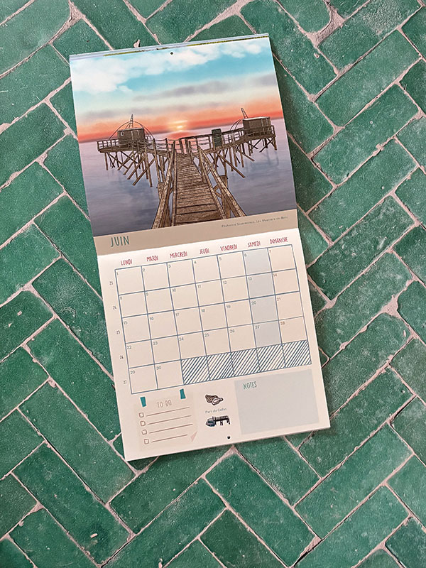 Calendrier 2026 illustré avec vues mensuelles de Pornic et alentours.