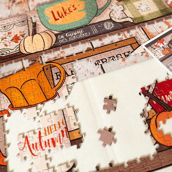 Puzzle Automne 1000p pièces - étagère à mugs