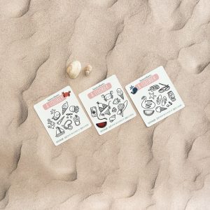 Planches de stickers à colorier thème marin édition été, illustration Ceci Rjass, Pornic