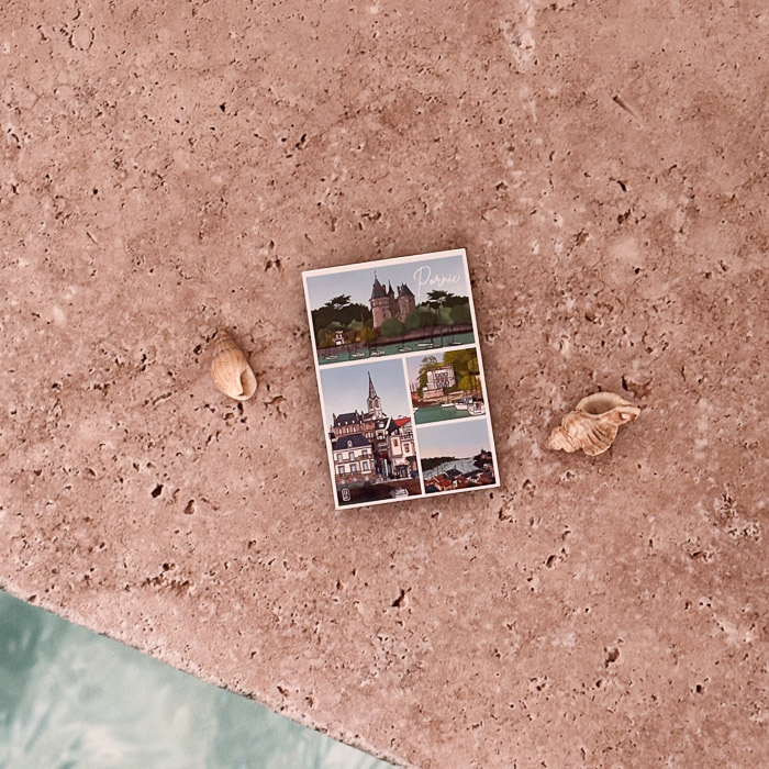 Magnet illustré sur Pornic par Ceci Rjass, souvenir fait à Pornic, Pays de Retz, cadeau à offrir